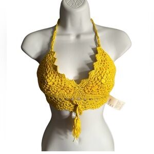 Crochet Bright Yellow Top. RD/RD